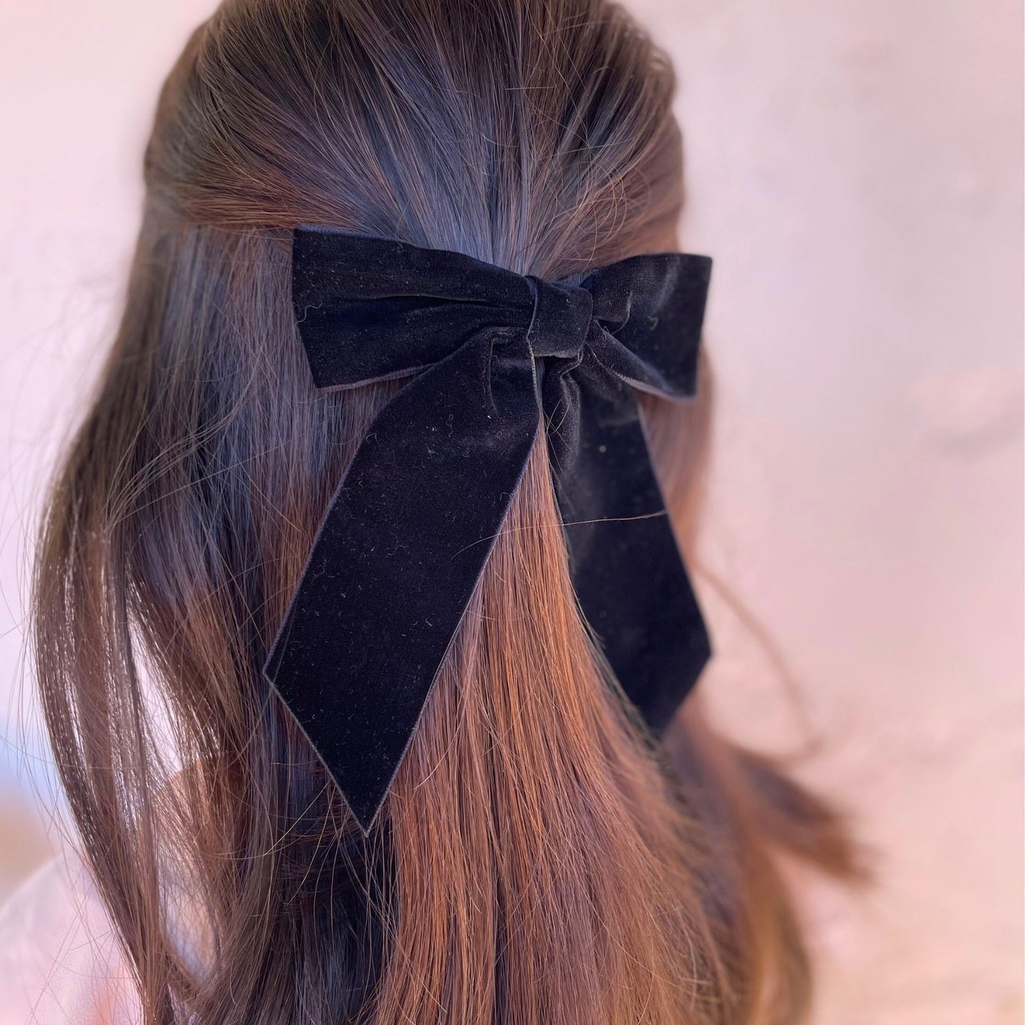 Kids black velvet hair bow, designed to enhance any hairstyle with style. Perfect for girls who love a timeless look.