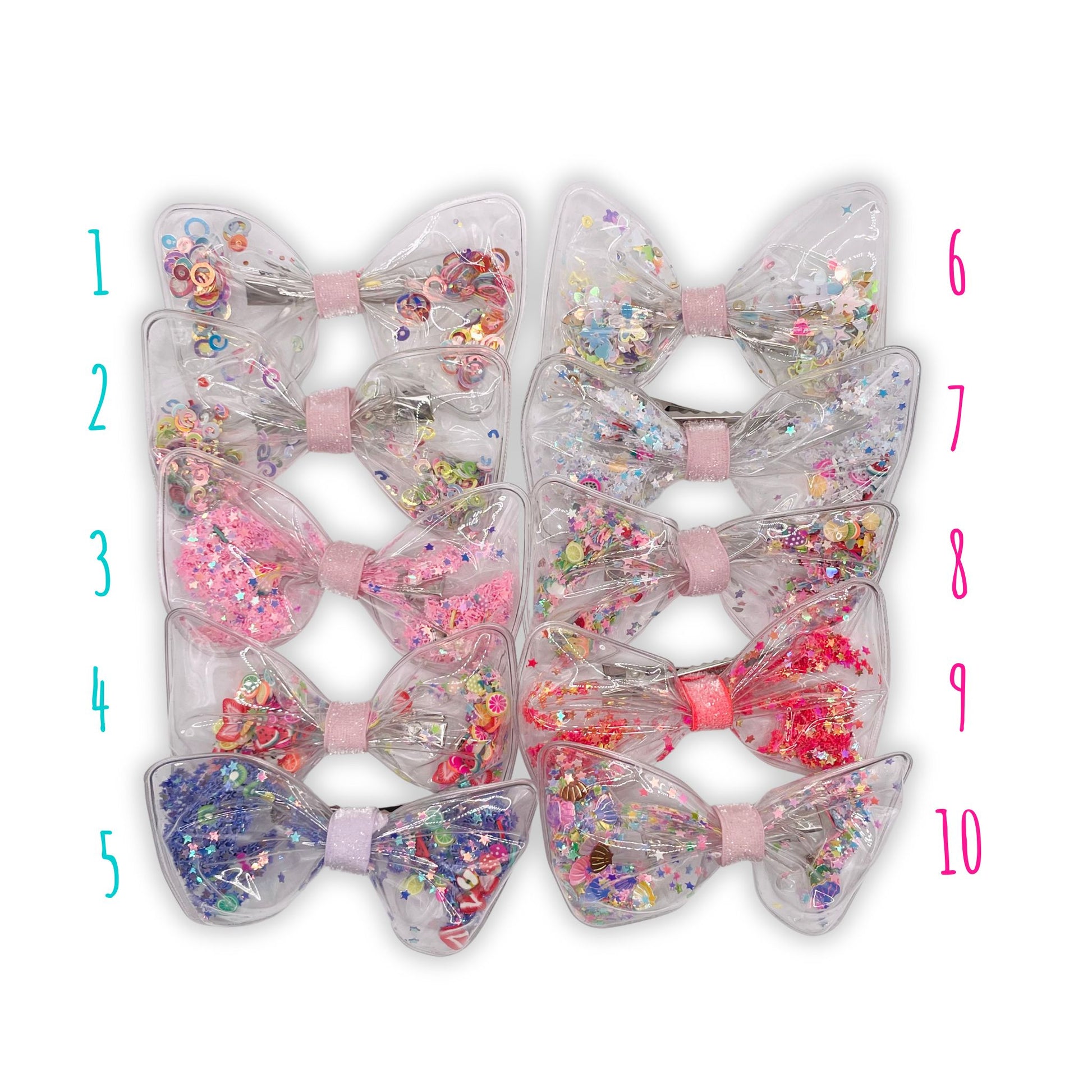 Colorful confetti hair bow accessory designed to make any hairstyle pop with fun and celebration.