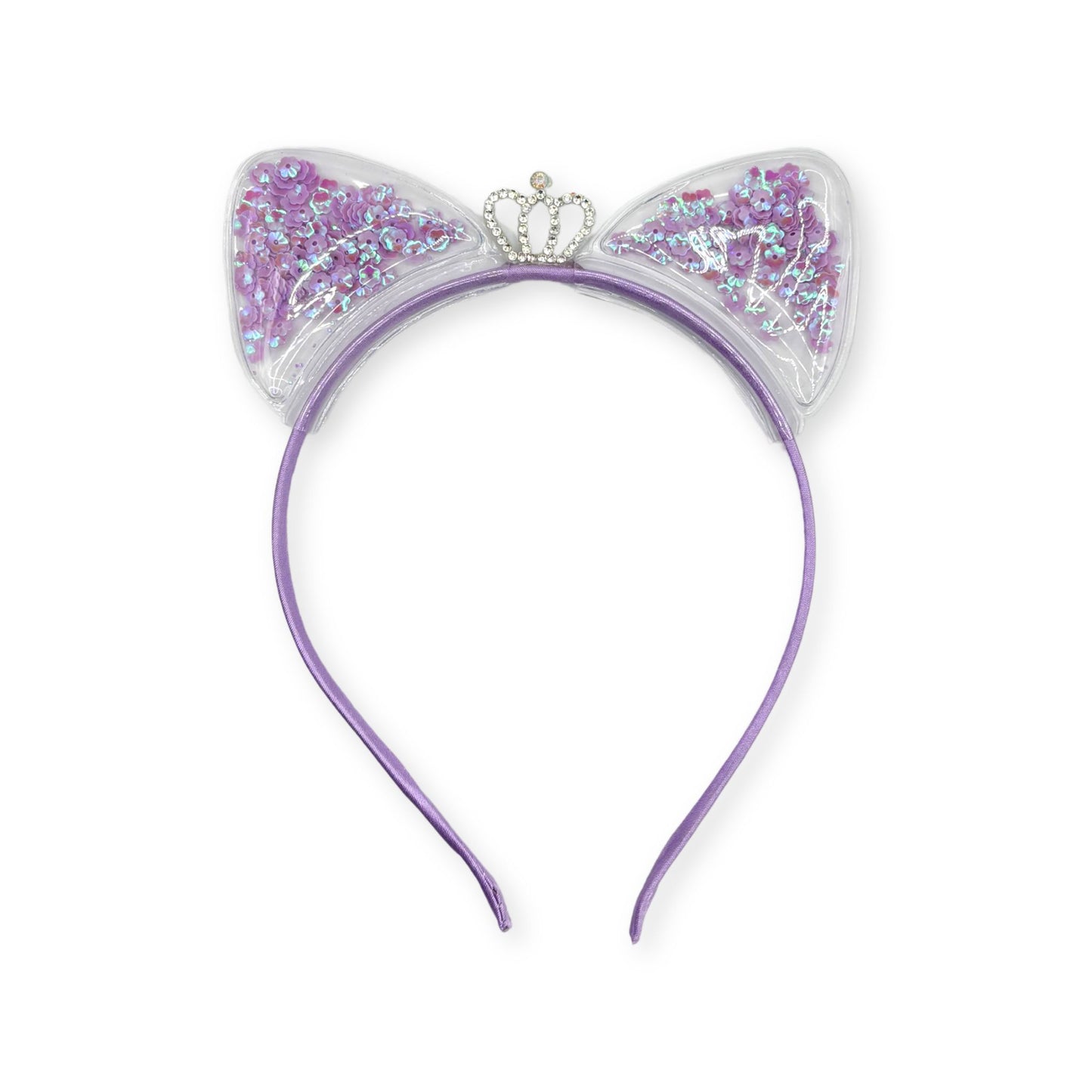 Confetti-filled cat ear headbands that add a pop of color and fun to party outfits, costumes, or casual wear.