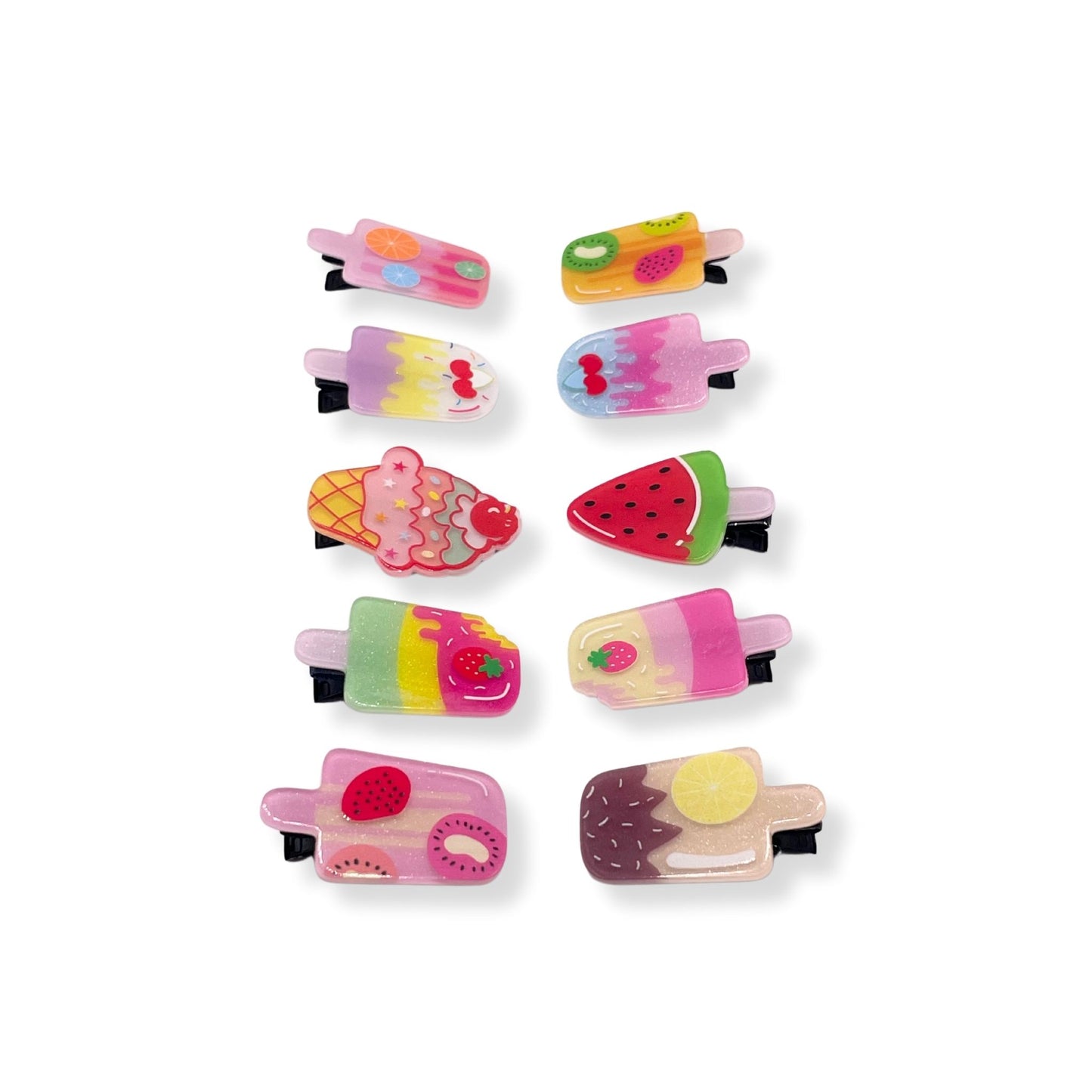 Fun and cute kids popsicle hair clips, perfect for brightening up any hairstyle with a playful vibe.