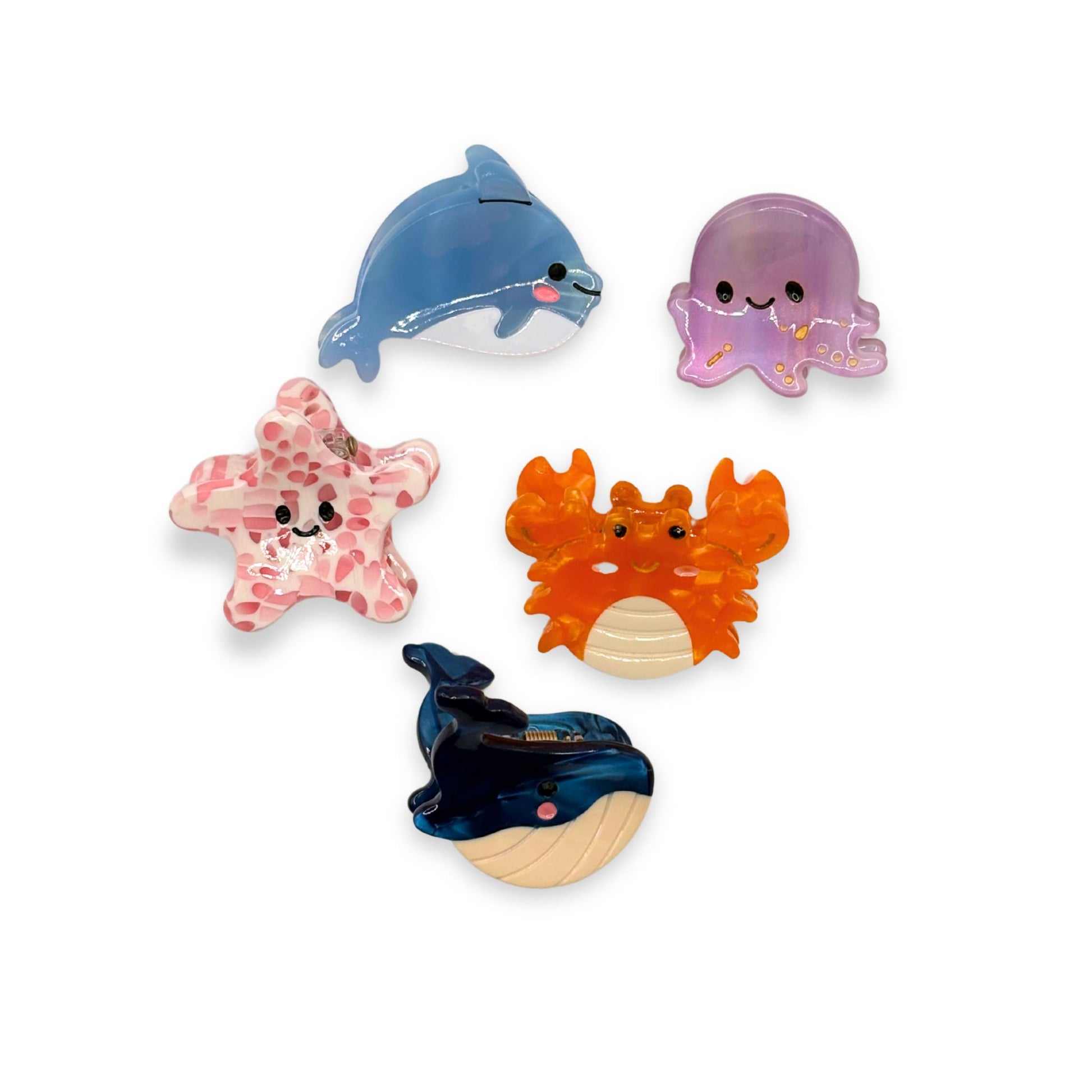 Fun sea creature hair accessories for a beachy hairstyle.