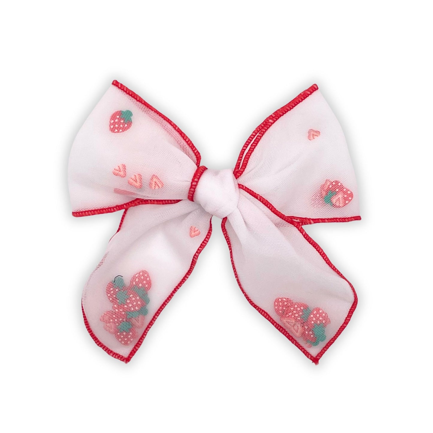Kids strawberry confetti hair bow accessory that enhances any hairstyle with a fun, whimsical look.