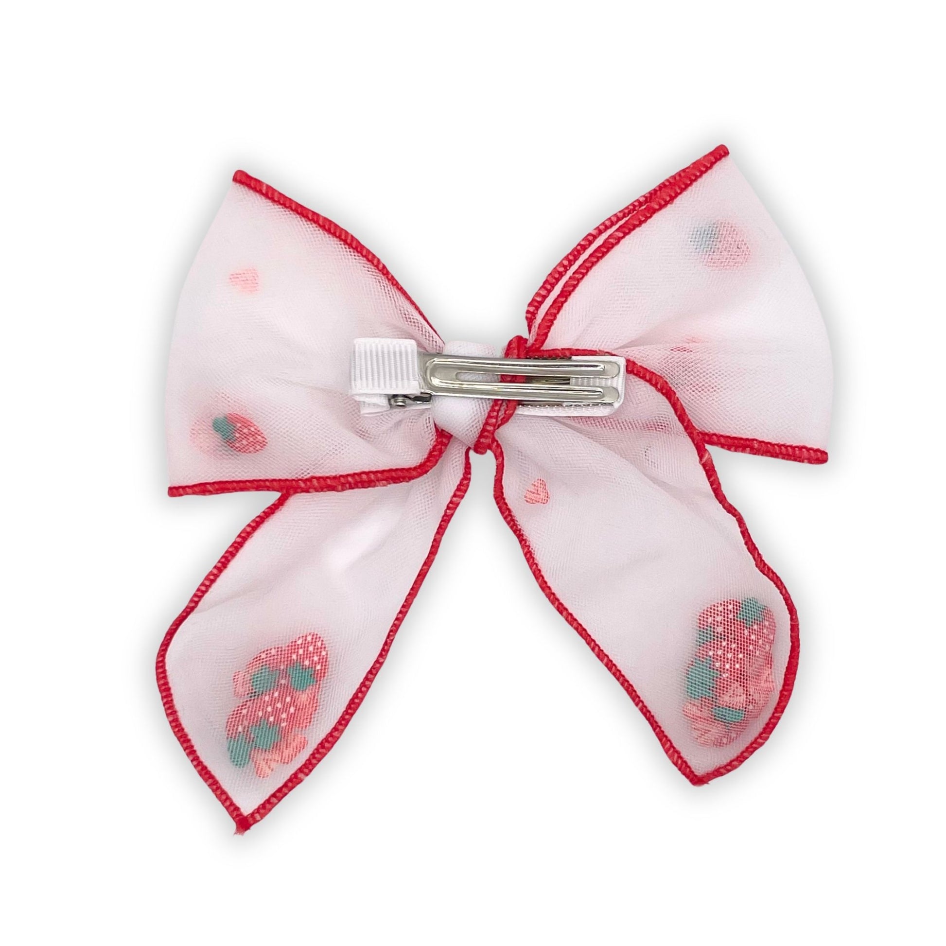 Kids strawberry confetti shaker hair bow. Perfect hair accessory for enhancing any hairstyle with a fun, whimsical look.