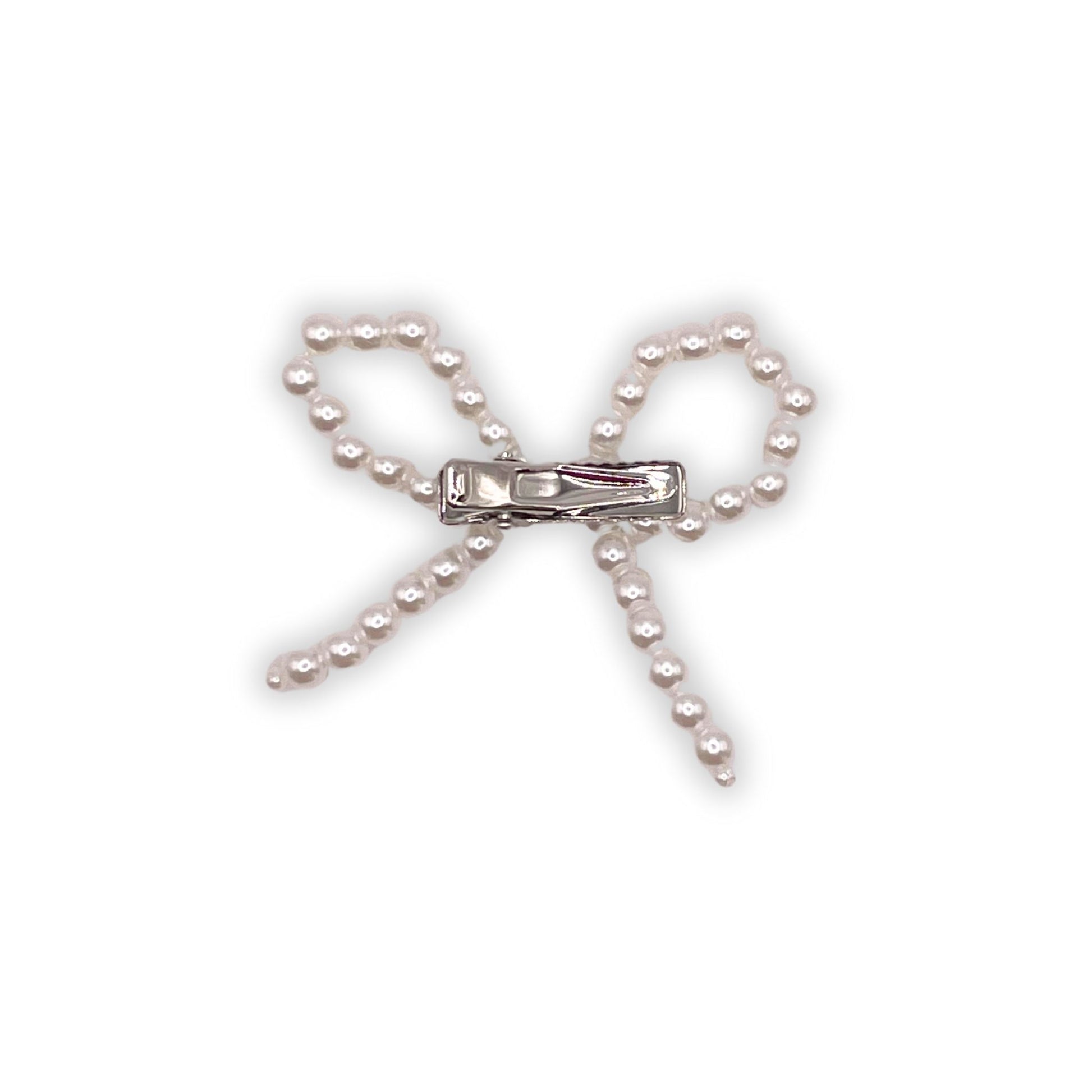 Pearl hair bow clip, ideal for special occasions and everyday wear, adding a fancy touch.